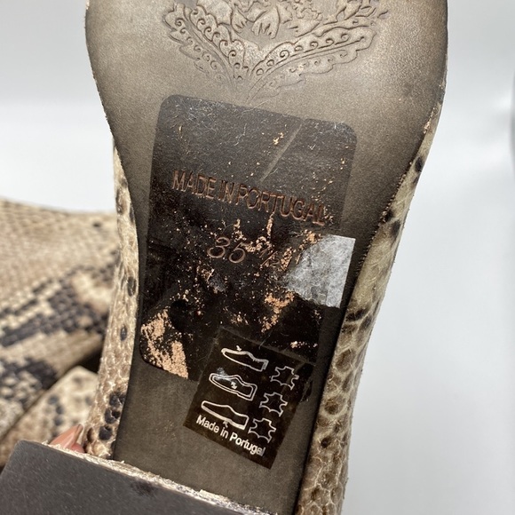FREE PEOPLE WOMEN’S CECILE SNAKE PRINT BLOCK HEEL BOOTIES TAN BROWN SZ 35.5 - Picture 8 of 13